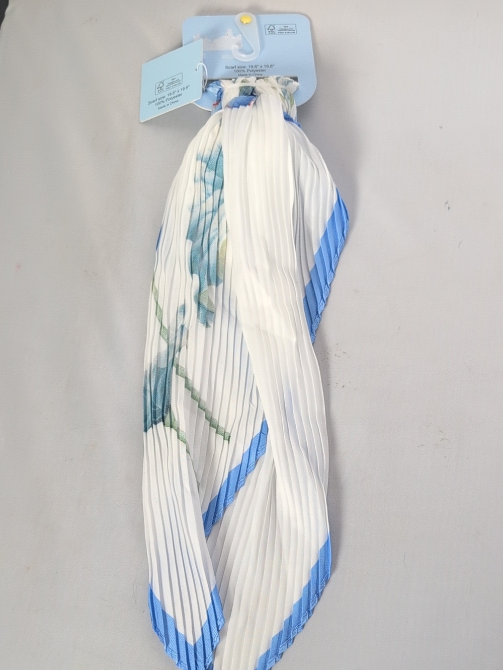 Piper K Blue Floral Pleated Multi-Wear Scarf - Picture 5 of 5